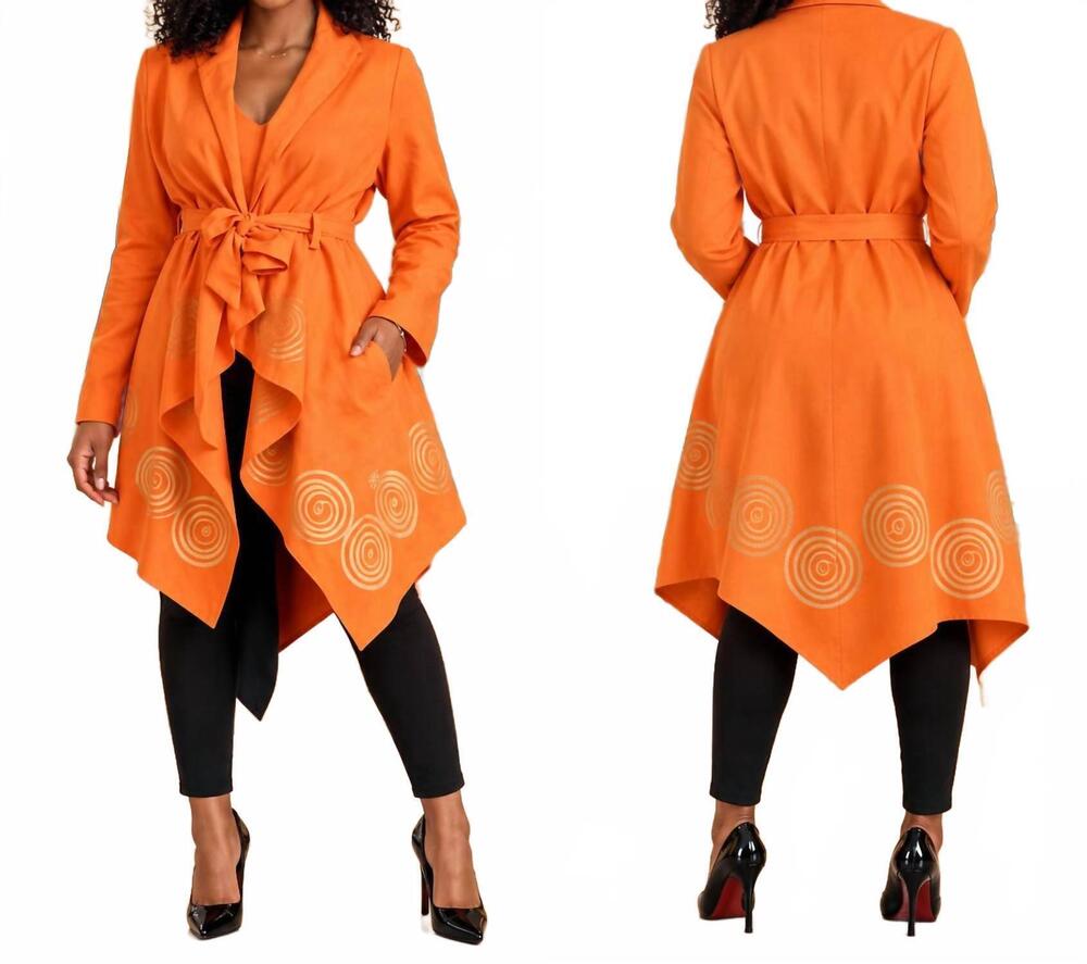 NEW STEP IN STYLE cowry shell print jacket in orange